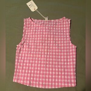 FBC Pink Gingham Tank Top Small